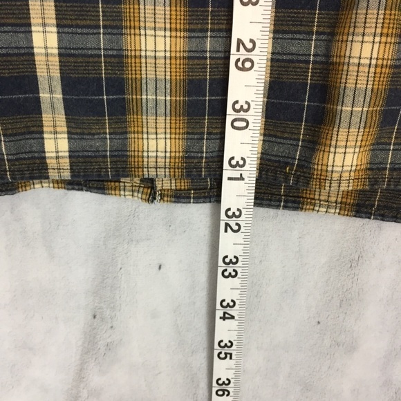US Expedition Plaid Shirt Mens XL Long Sleeve Button Up Cotton Blue and Mustard - Picture 12 of 12